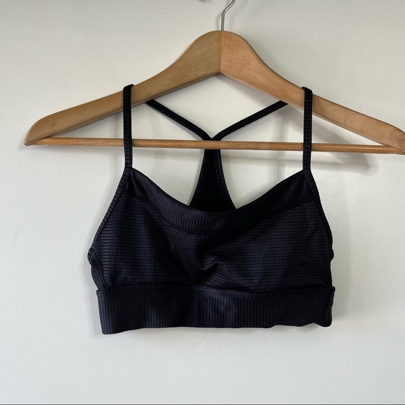 Alala rays rib black wet look Athletic sports bra - Picture 3 of 8